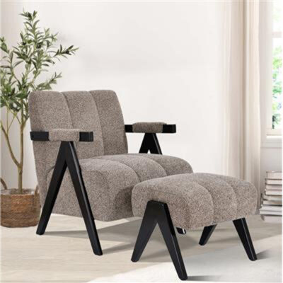 Atlas Fab Accent Chair + Stool